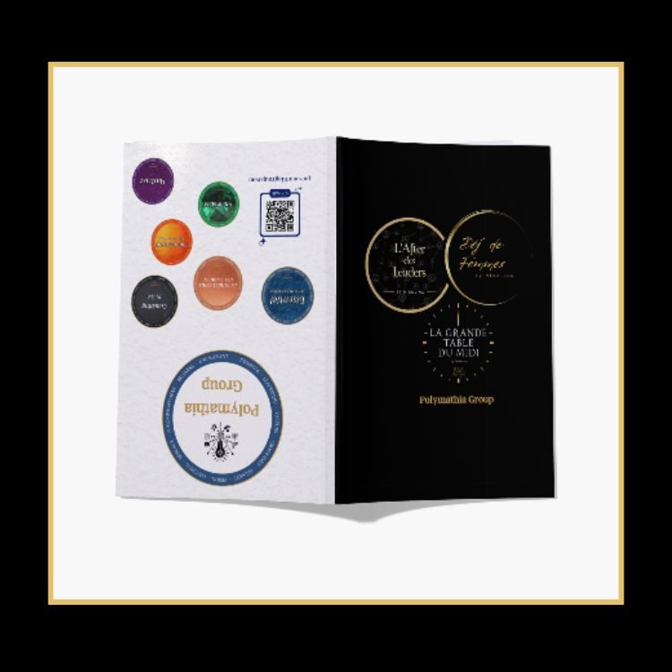 Carnet Polymathia Group Couverture d'un livret avec des logos colorés et un design élégant. Polymathia Group