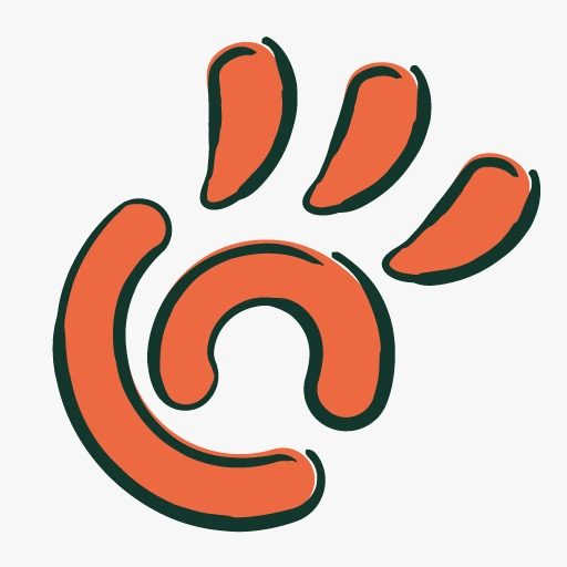 Logo coloré en orange et vert, avec des formes évoquant une empreinte de patte.