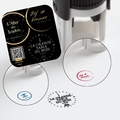 Tampons du Passeport des Rencontres avec des logos Déj de Femmes, L'After des Leaders et La Grande Table du Midi
