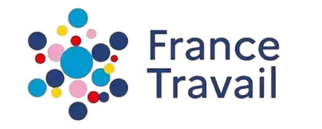 Logo de France Travail avec des cercles colorés.