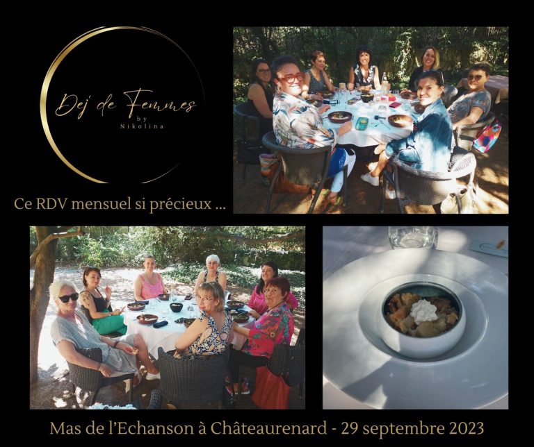 Groupe de personnes réunies autour d'une table en extérieur, repas festif.