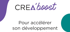 Logo de CREA'boost avec le texte "Pour accélérer son développement".