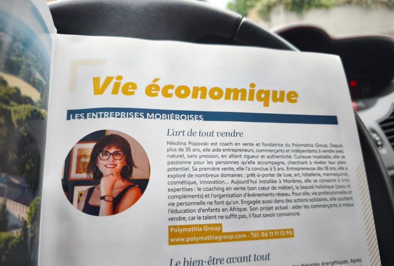Titre "Vie économique" dans le journal de Morières lès Avignon d'un article, avec une photo Nikolina Popovski et un article sur son parcours