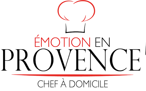 Logo Partenaire Logo d'Emotion en Provence écrit en noir et rouge avec Chef à domicile