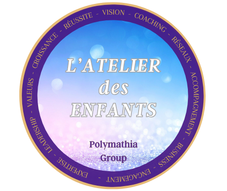 L'Atelier des Enfants Logo de "L'Atelier des Enfants" du groupe Polymathia sur fond dégradé.