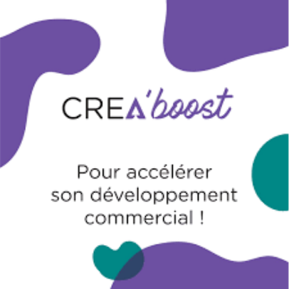 Logotype de CREA'boost avec le slogan sur le développement commercial.