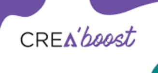 Logo de CREA'boost avec le texte "Pour accélérer son développement".