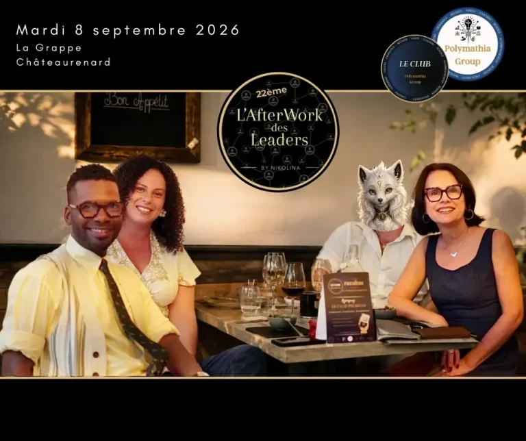 AfterWork des Leaders du mardi 8 septembre 2026 à La Grappe à Châteaurenard 4 personnes dans un restaurant, souriants pendant l'AfterWork des Leaders