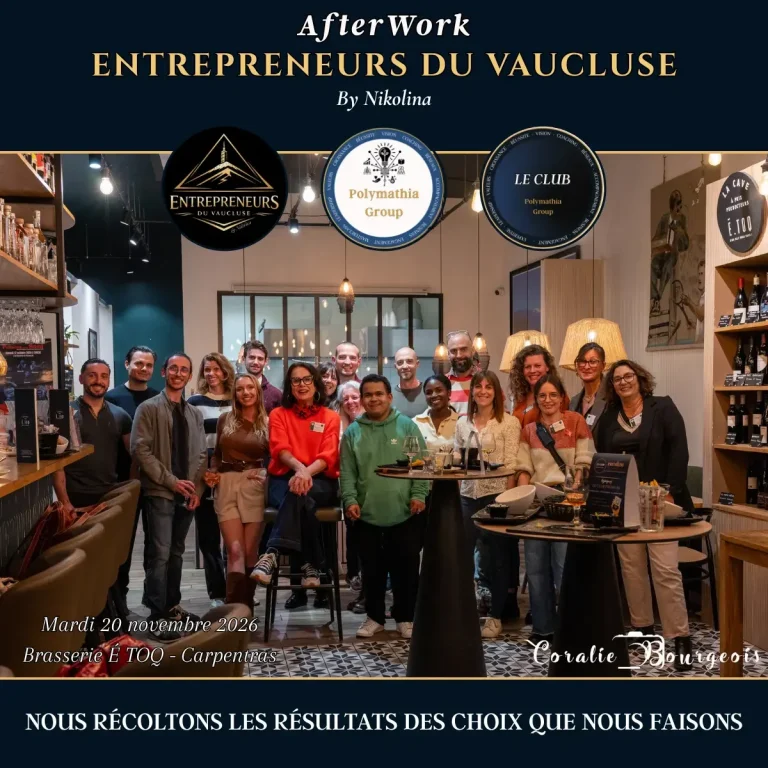 Groupe de personnes posant dans un style chaleureux et convivial. Les Entrepreneurs du Vaucluse